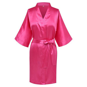 West Kiss Pink Silk Robe Intimate Lingerie Sleepwear (1 pc)