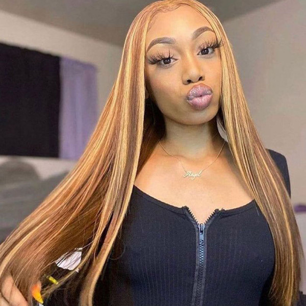 Brown and Honey Blonde Highlight Wigs