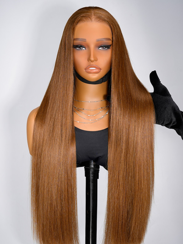 Caramel Brown Silk Straight Lace Wig
