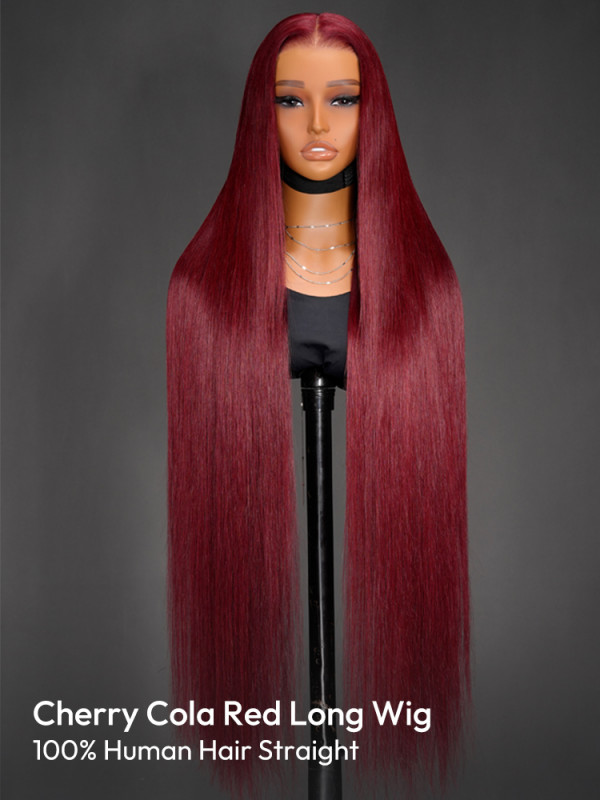 Cherry Cola Red Straight Long Wig