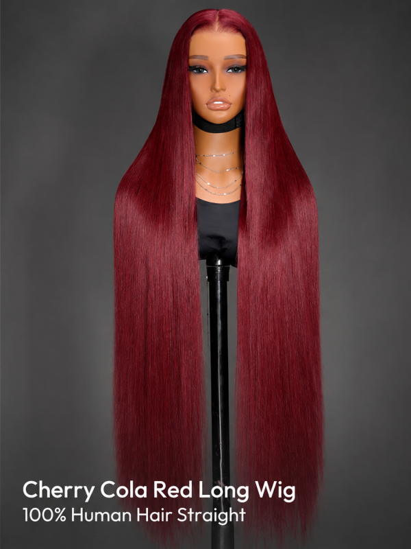 Cherry Cola Red Straight Long Wig
