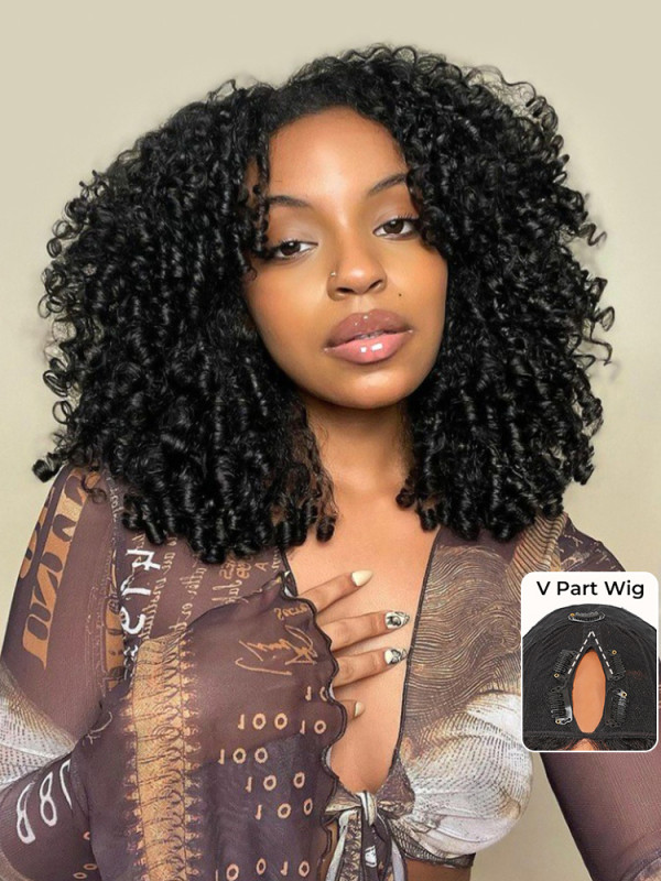 No Need Glue V Part Burmese Curly Wig