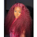 burgundy curly lace front wigs