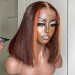 Brown Colored Bob Wigs With Orange Highlight