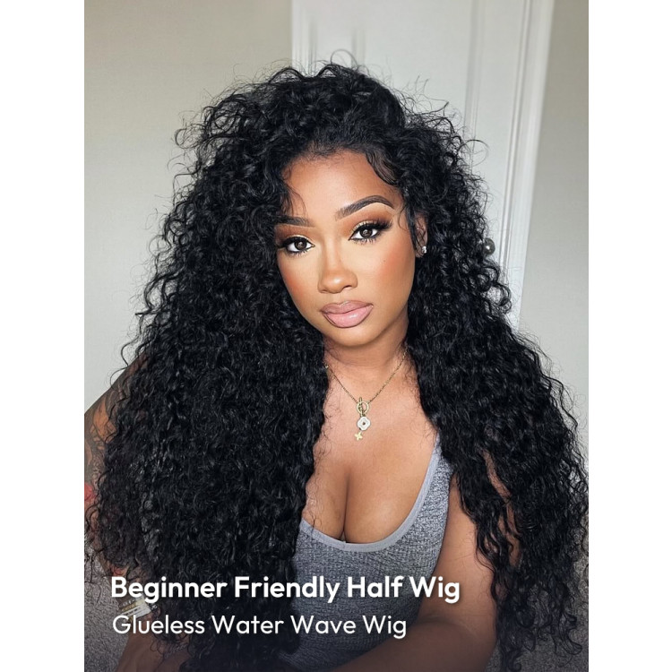 Water Wave Half Wig Human Hair 200% Density Glueless Drawstring Beginner Amazon.com : OWNROSE Water Wave Half Wig Human Hair 200  main image 4