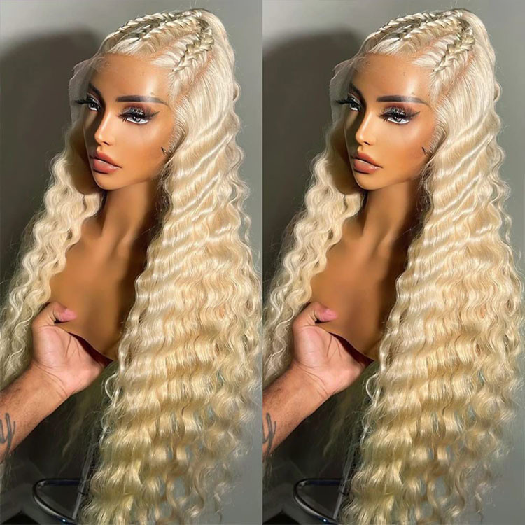 ?KIMMIE 22” BLONDE  MIX BODY WAVY MIDDLE PART WIG KIMMIE (Lavender Blend) | Middle Part SUPER SLIM Micro  main image 2