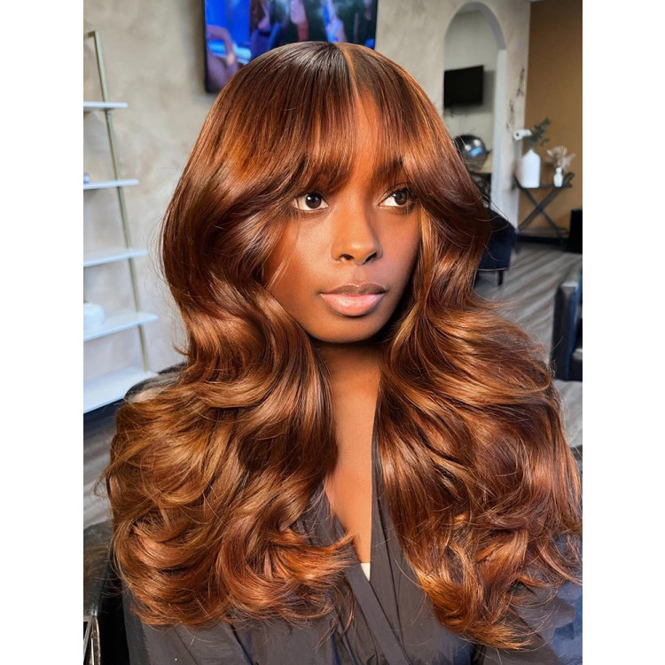 Cinnamon Brown Pre-Everything Loose Wave Wig Colored Glueless Lace