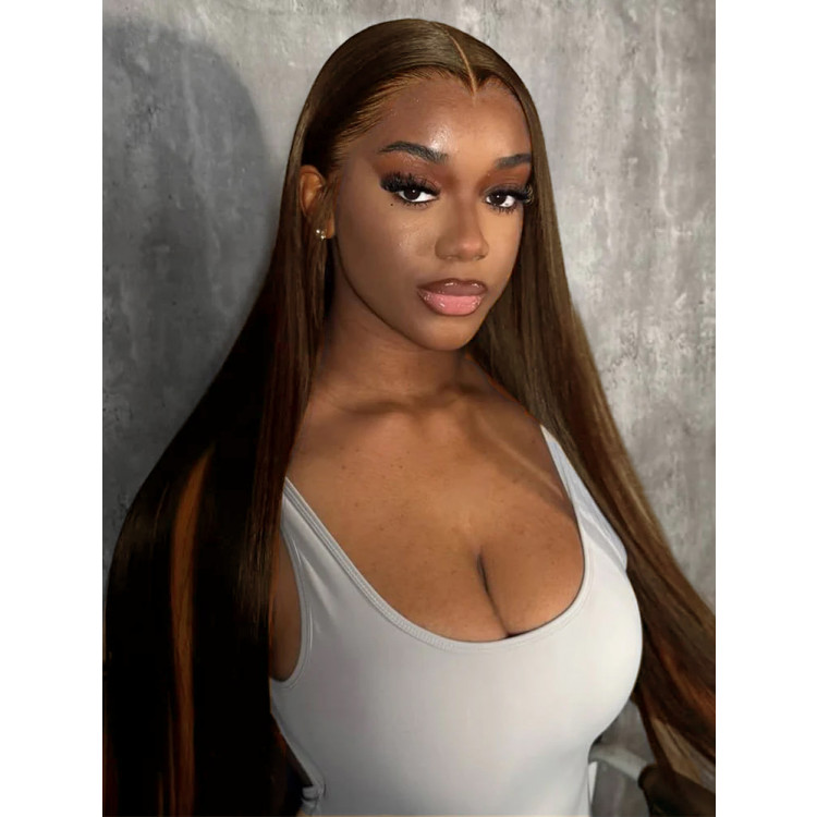 Ready to Wear M Shaped Hairline Lace Wig Dark Brown Straight 6x8