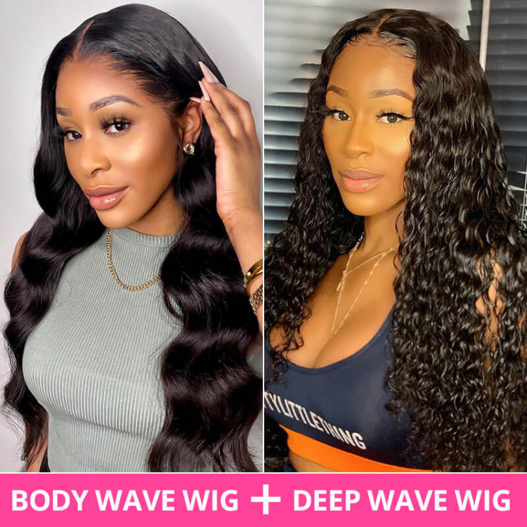 2 Pcs Wig Deal Body Wave and Deep Wave Weave Wigs West Kiss Hair