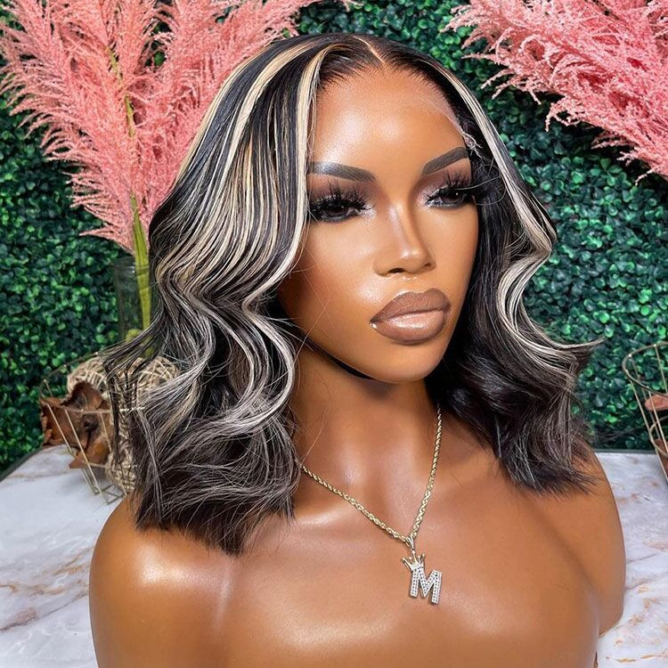 Jennifer - Black Bob Wig With Highlights Bob Lace Wig -West 