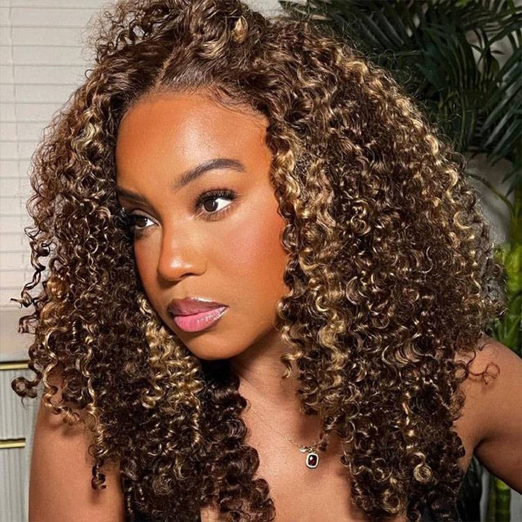 Highlight Curly Ombre Human Hair Lace Front Wigs -West Kiss Hair display picture 2