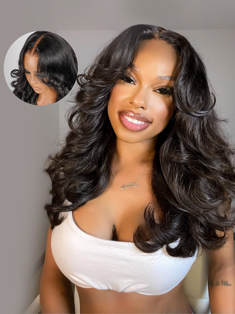 NEW long exotic wig, layered, gorgeous Aura HD Swiss Lace 5X5 Closure Exotic Wave Wig superbwigs  main image 3