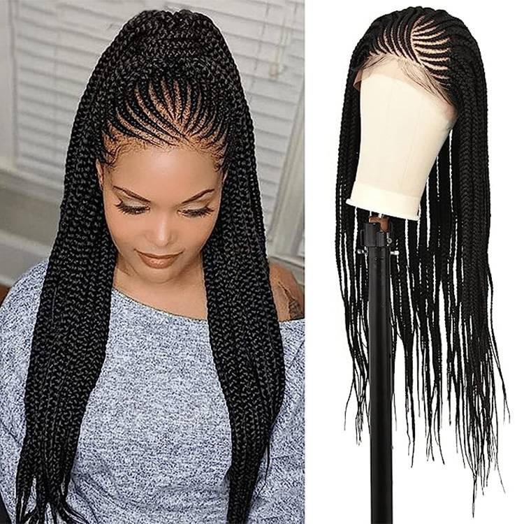 ブラウニーベアクロック Long Black Synthetic Braided Wig African Crochet Braids Wigs -West