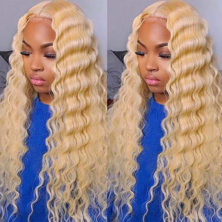Blonde Wigs 613 Blonde Deep Wave Human Hair Wigs -West Kiss Hair