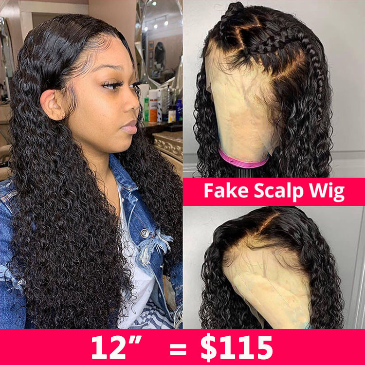 Cheap Curly Human Hair Fake Scalp Wigs West Kiss Hair
