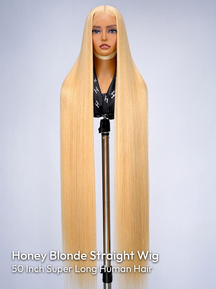 50 Inch Extra Honey Blonde Straight Long Wigs 250% High  display picture 3