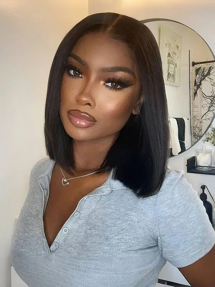 100% Human Hair Bob Wig 13x4 HD Lace Frontal Short Straight Glueless 180% Amazon.com : HIRIREMY Bob Wig Human Hair 13x4 HD Lace  main image 2