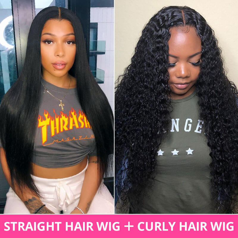 Buy One Get One Free Straight And Curly Human Hair Wigs  display picture 2