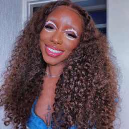 Long dark curly wig on sale