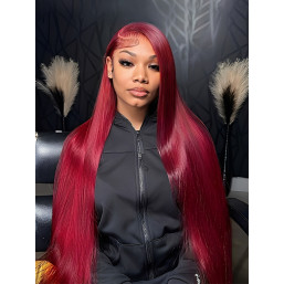 1B/99J Pre Colored Straight Human Hair Lace Front Wigs -West  display picture 3