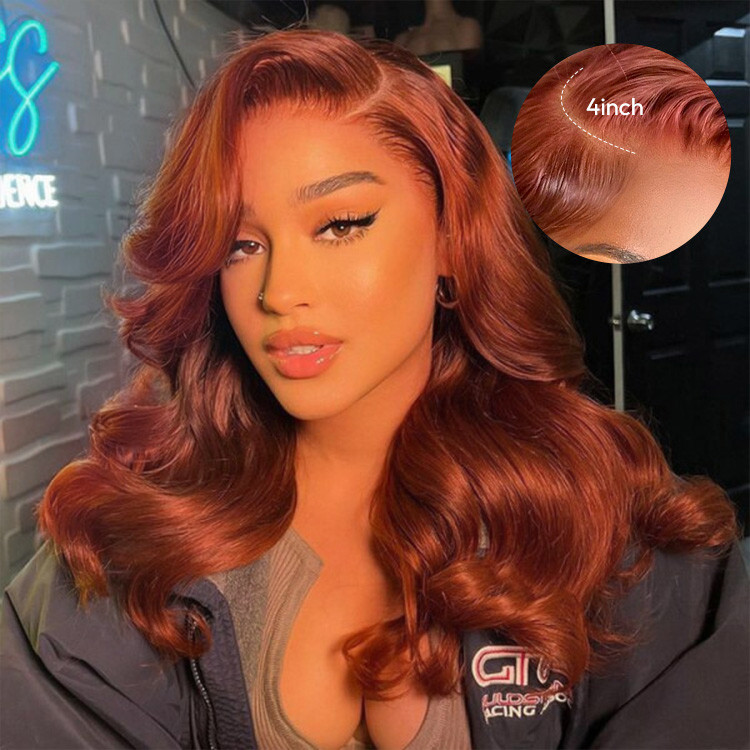 Alanis Burnt Orange Body Wave Wig Colored Lace Wigs West Kiss Hair