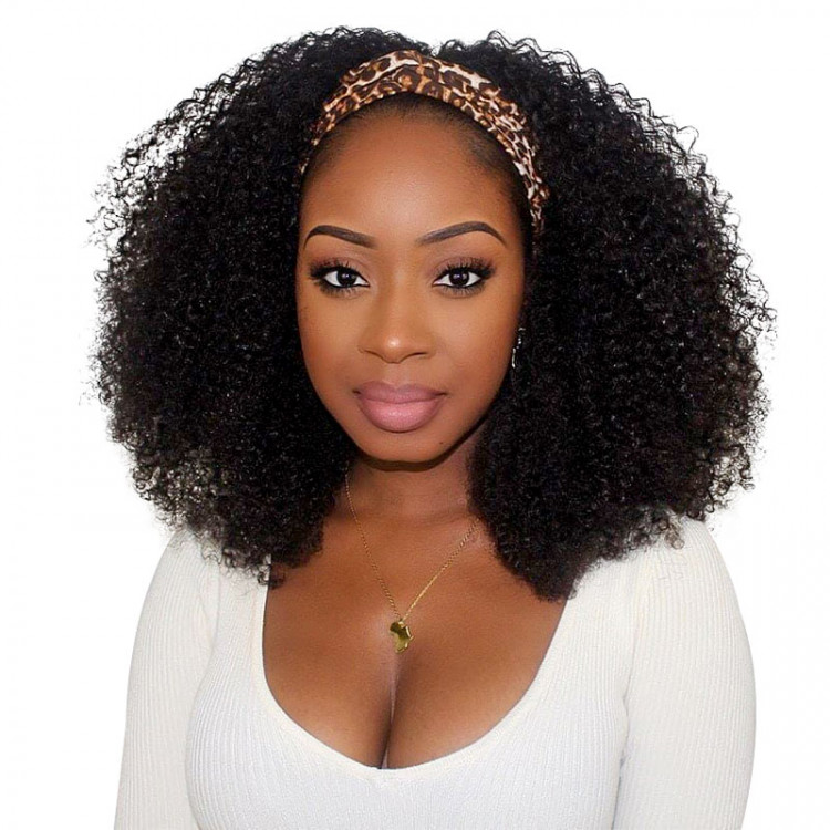 Afro Kinky Curly Headband Wigs 180% Density Glueless Wig -West Kiss Hair