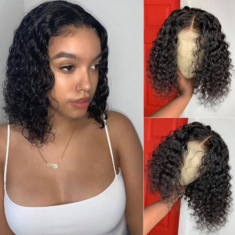12inch Bob Wig Water Wave Bob Lace Frontal Wigs West Kiss Hair