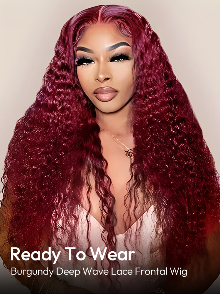 99J Burgundy Deep Wave Wigs