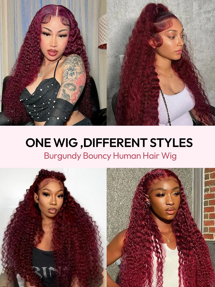 Burgundy Ready To Go Wigs With Deep Wave