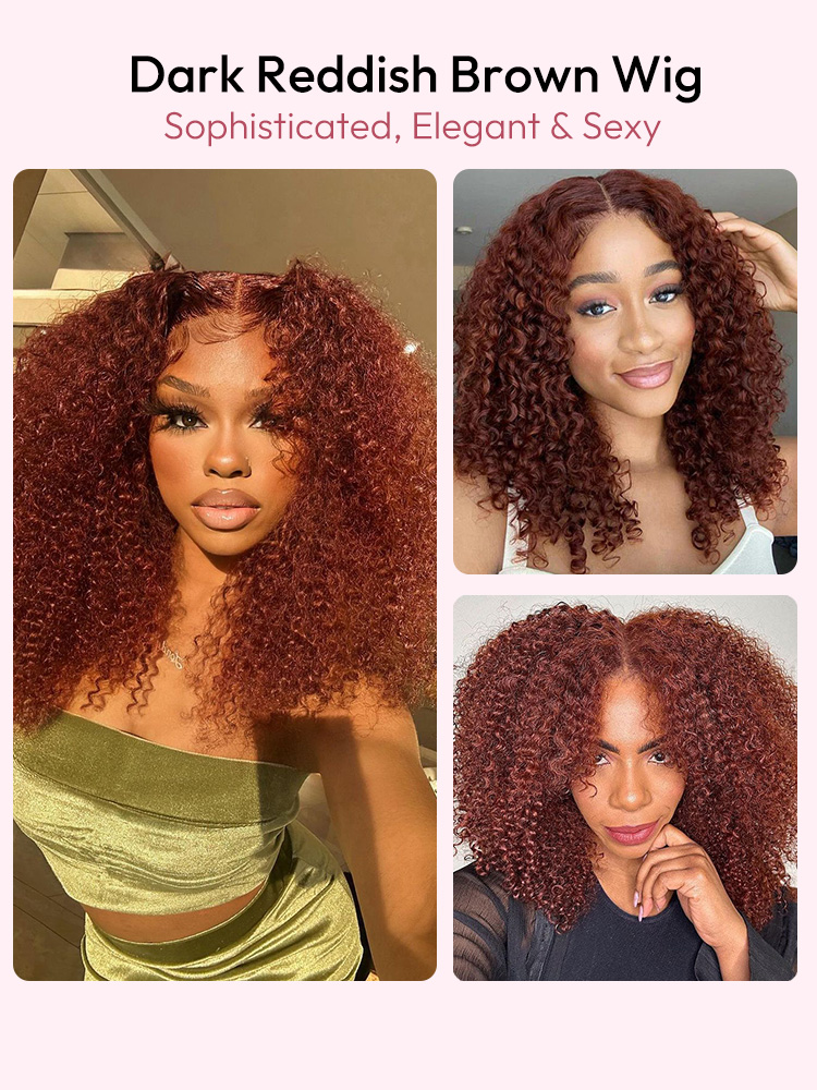 Auburn Short Dark Reddish Brown Hair Wig