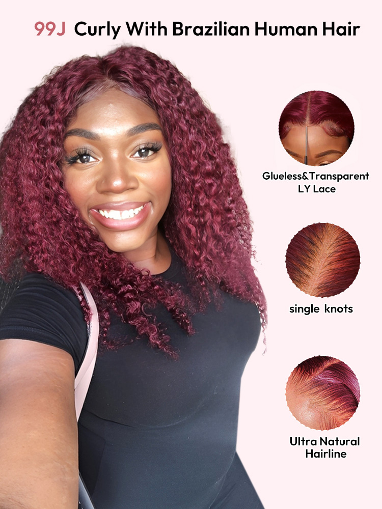 99J Human Hair Bob Curly Wigs