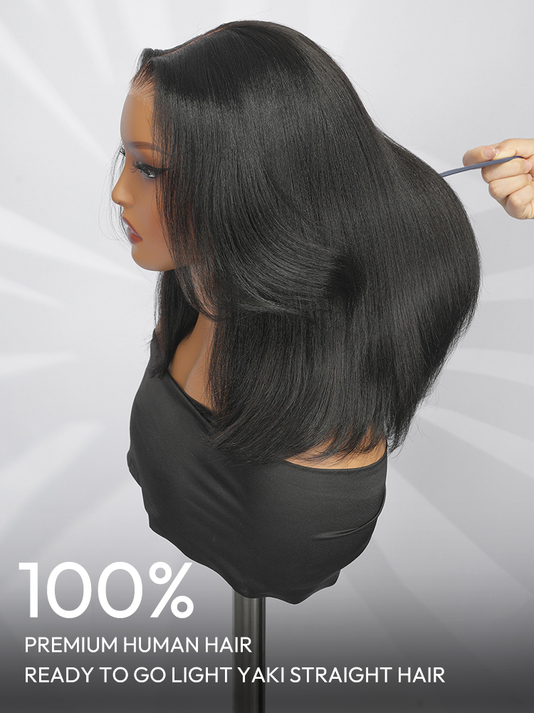 100% Human Hair Light Yaki Straight Wig