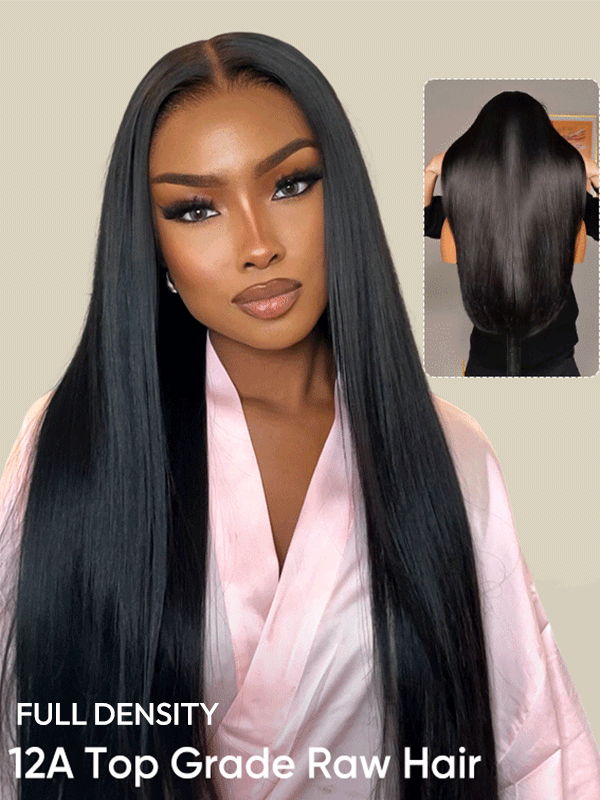 12A Grade Natural Black Straight Wig