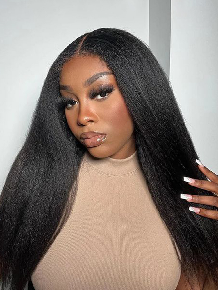 Kinky Straight Transparent Lace Front Wigs