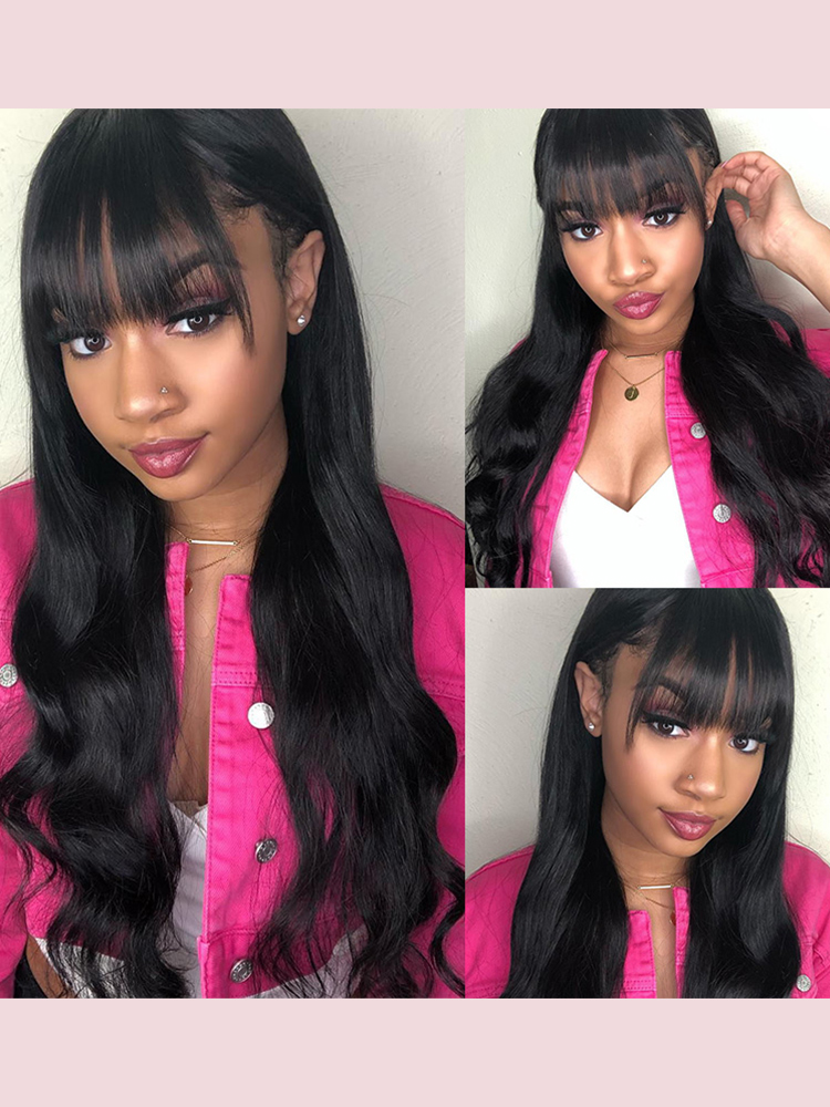 Body Wave Human Hair Wigs With Bangs