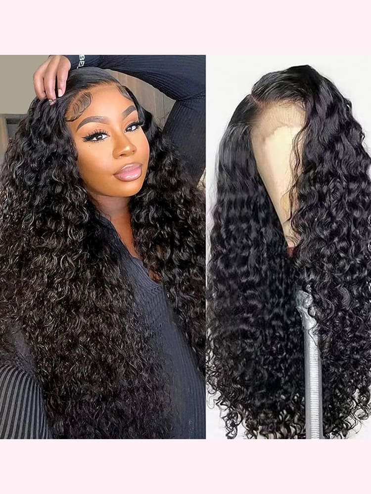 Natural Black Wig With Water Wave