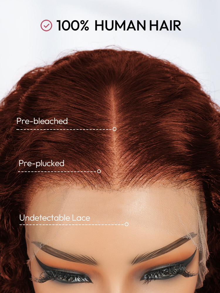 100% Human Hair Reddish Brown Wigs
