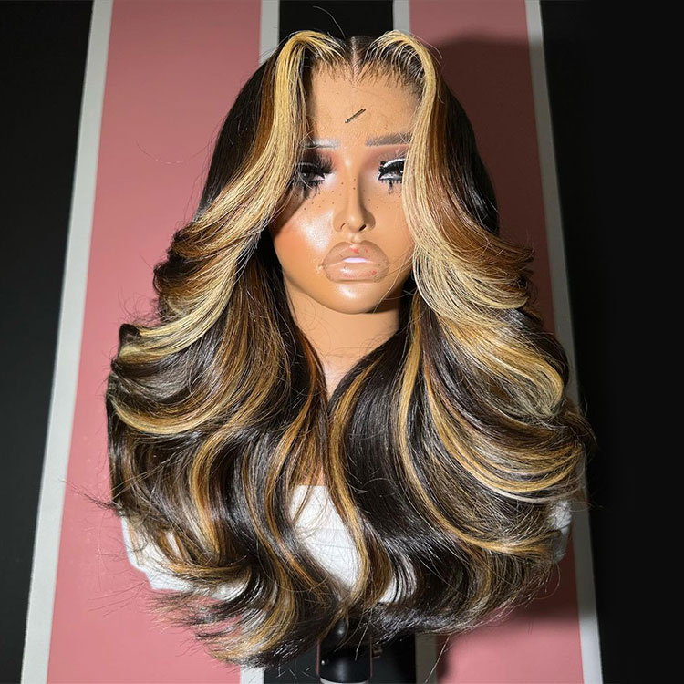 Honey Blonde Highlights Wig