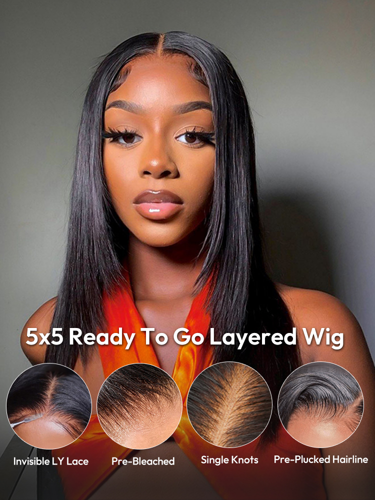 5x5 Ready To Go Layered Straight Wig