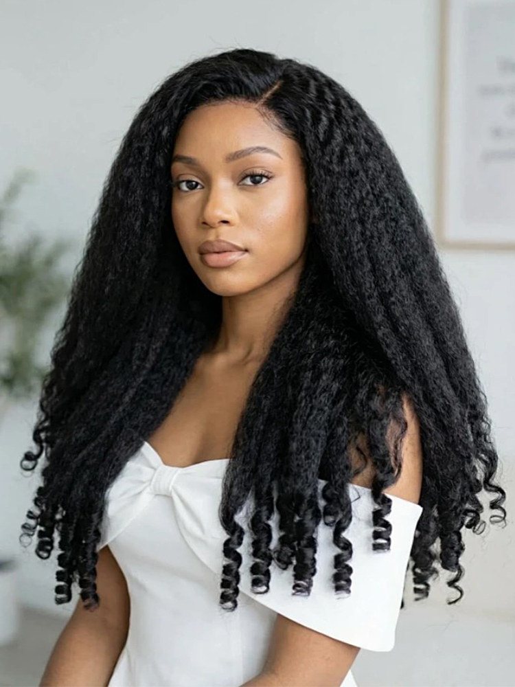 Kinky Curly Half Wig With Spiral Ends