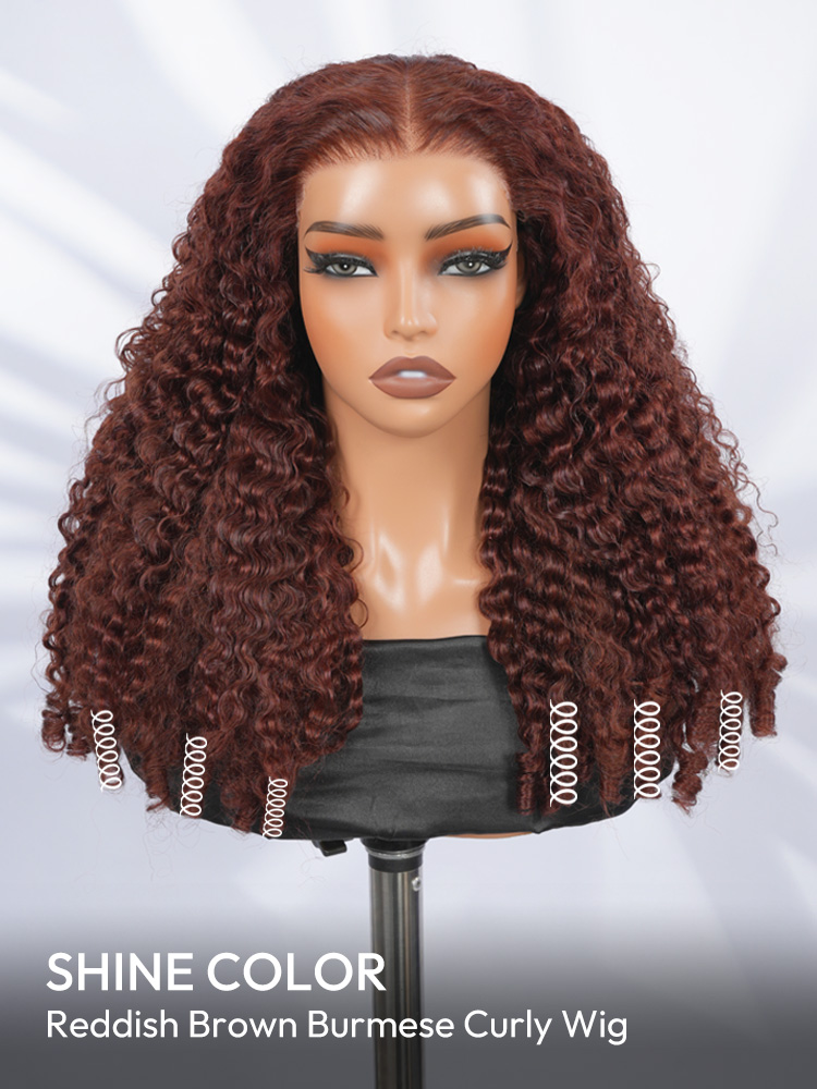 Reddish Brown Burmese Curly Wig