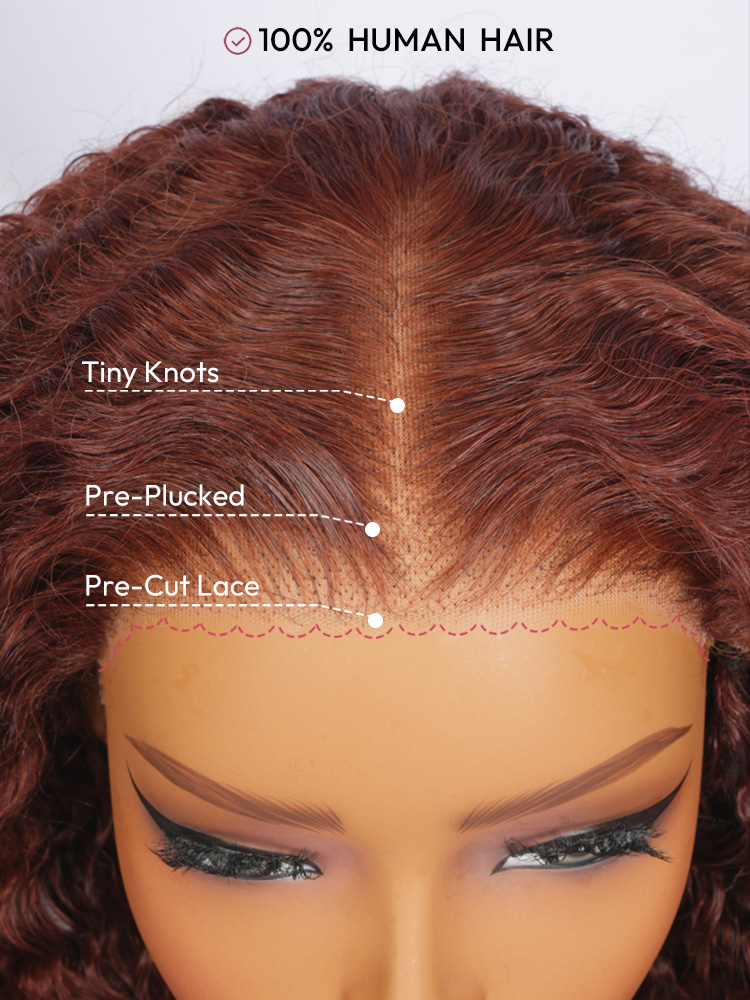100% Human Hair Reddish Browm Wig