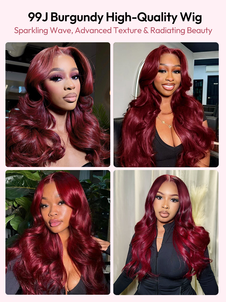 99j Burgundy Glueless Wear and Go Wigs