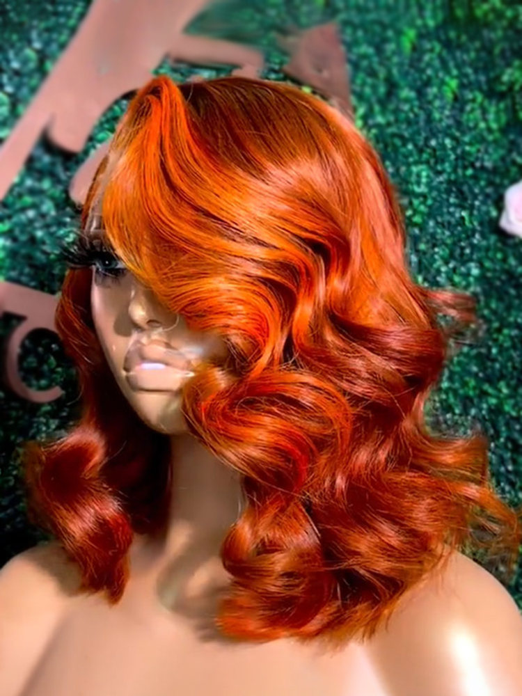 Copper Red Colored Short Bob Wig