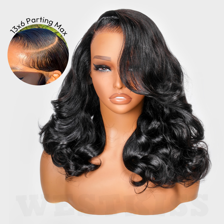 Side Part Body Wave Layer Cut Wig 13x6 LY Transparent Lace Front Pre Bleached Single Knots Wigs