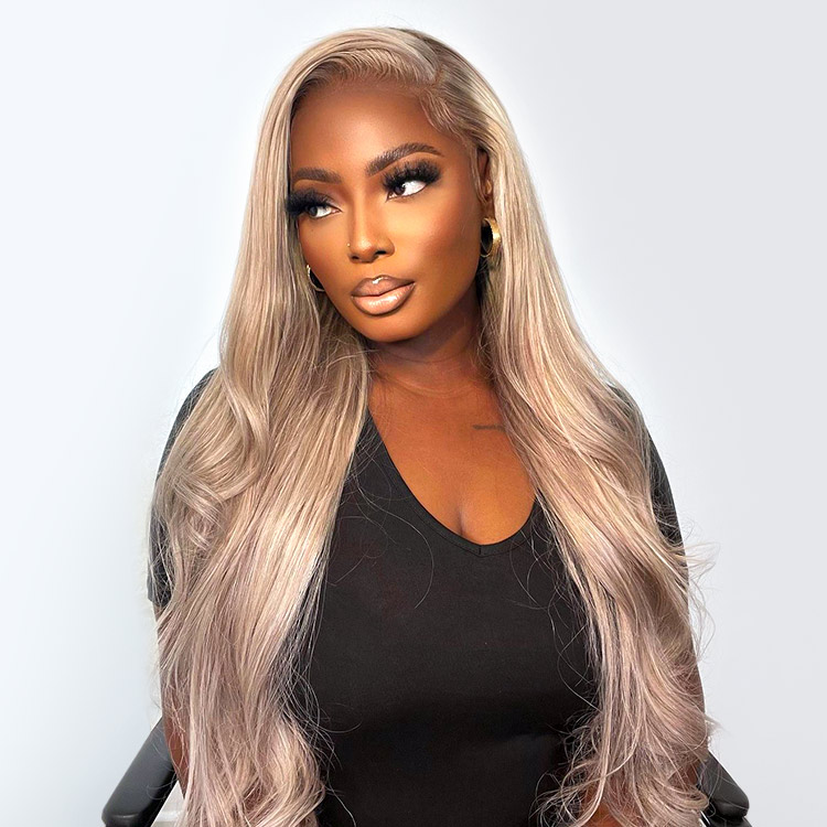 Blonde Human Hair Highlight Lace Front Wigs