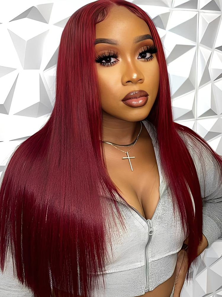 Burgundy Layered Straight Wigs Burgundy Layered Straight Wigs