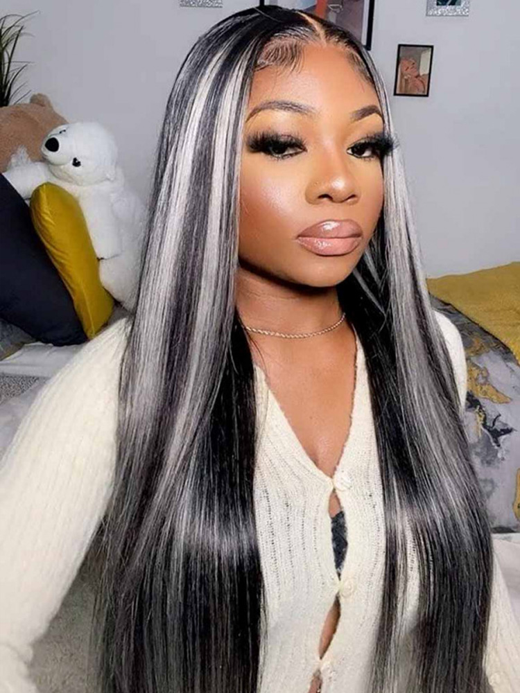 Black Wig With Gray Highlights
