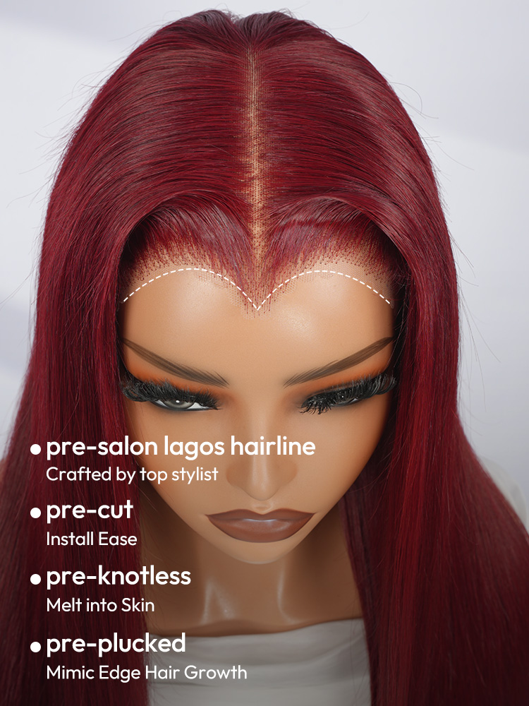 Cola Red Straight Wig With M Widow's Peak