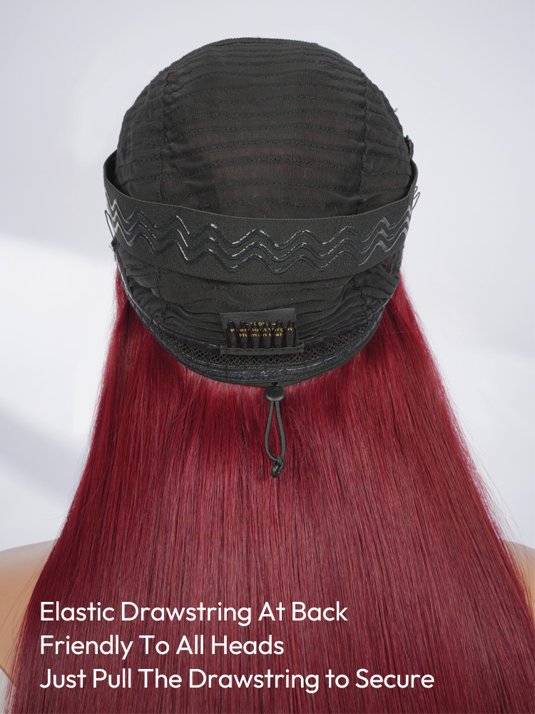 Cherry Cola Red Straight Wig With M Hairline
